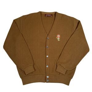 Vintage Southwest Native American Cardigan Sweater Brown Orlon Knit USA 90s